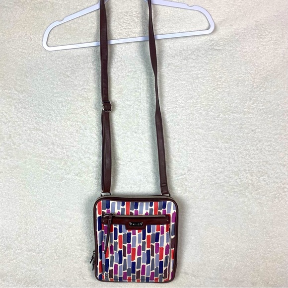 Relic Multicolor Pattern Vegan Leather Crossbody Wallet‎ Purse Rectangle - Picture 1 of 13